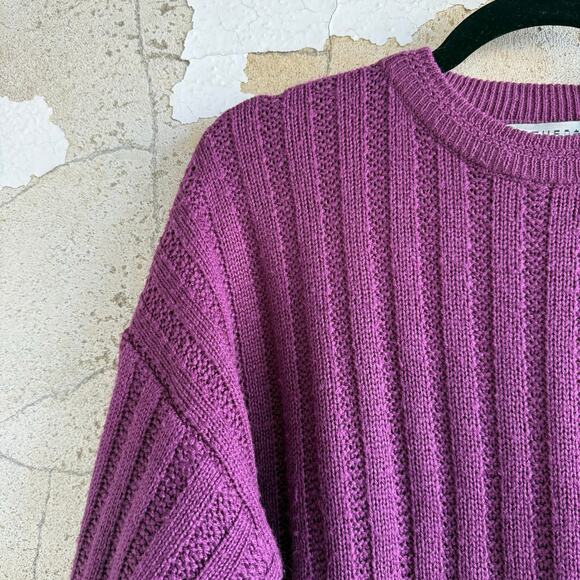 Vtg 80s Sweater Chunky Cable Knit Pullover Berry Cozy Cottagecore Womens M - Picture 2 of 7